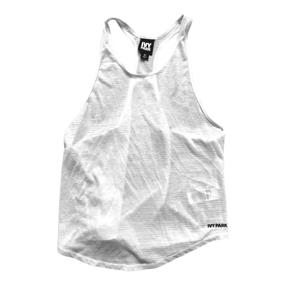 Ivy Park Women's White Stripe Racerback Tank Top Size: M - Picture 1 of 4